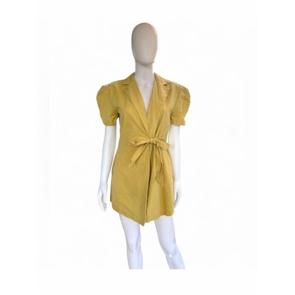 Storets Yellow Wrap Romper |
Puff Sleeves | Tie Waist | Size Small